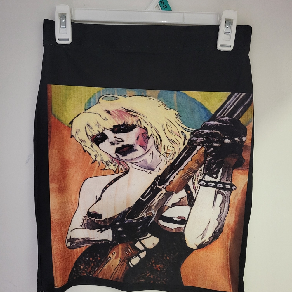 Wendy O Williams Graphic Print Black Mini Skirt
